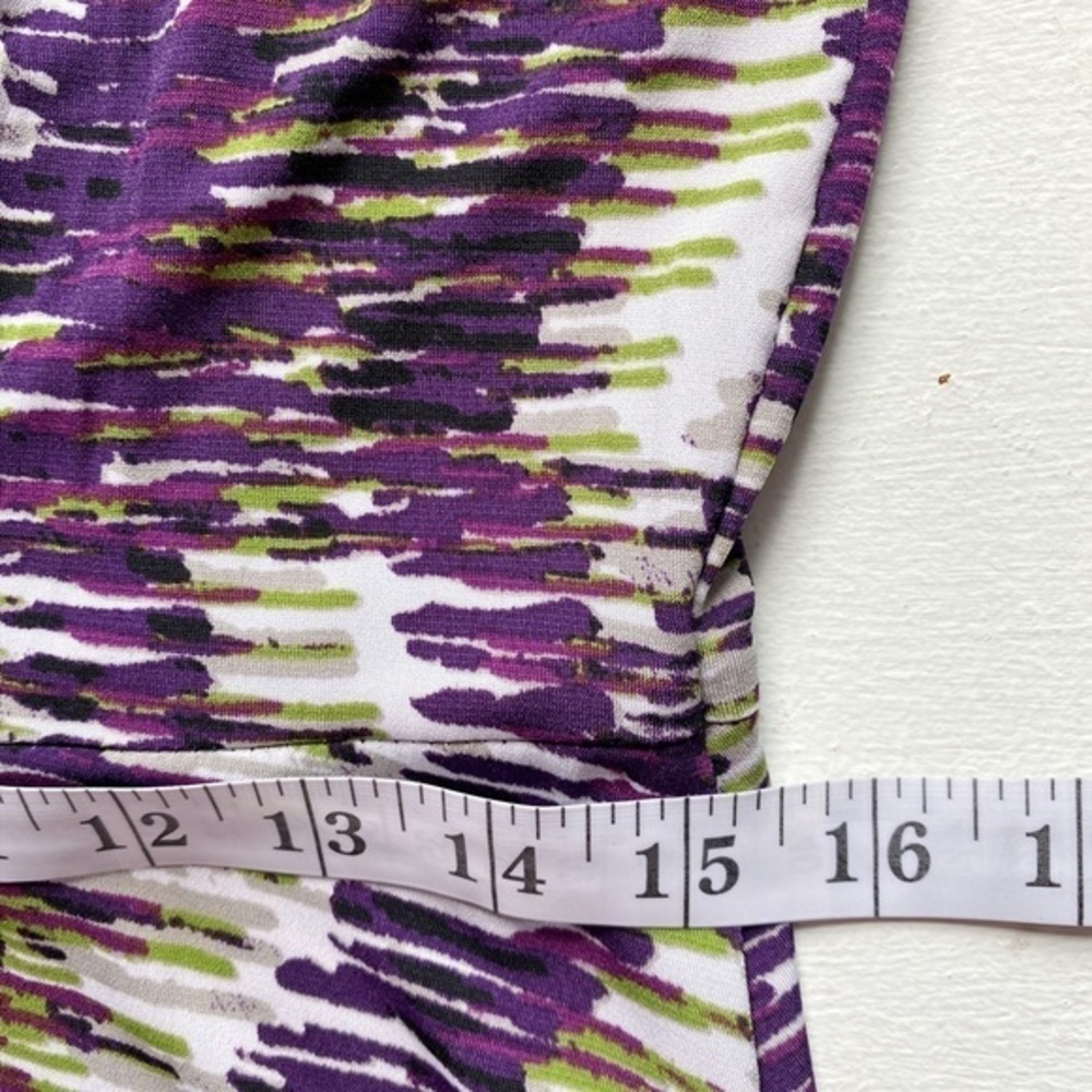 Kasper Purple, Green, Gray, and White Abstract Print ALTERED Midi Dress - Picture 15 of 15